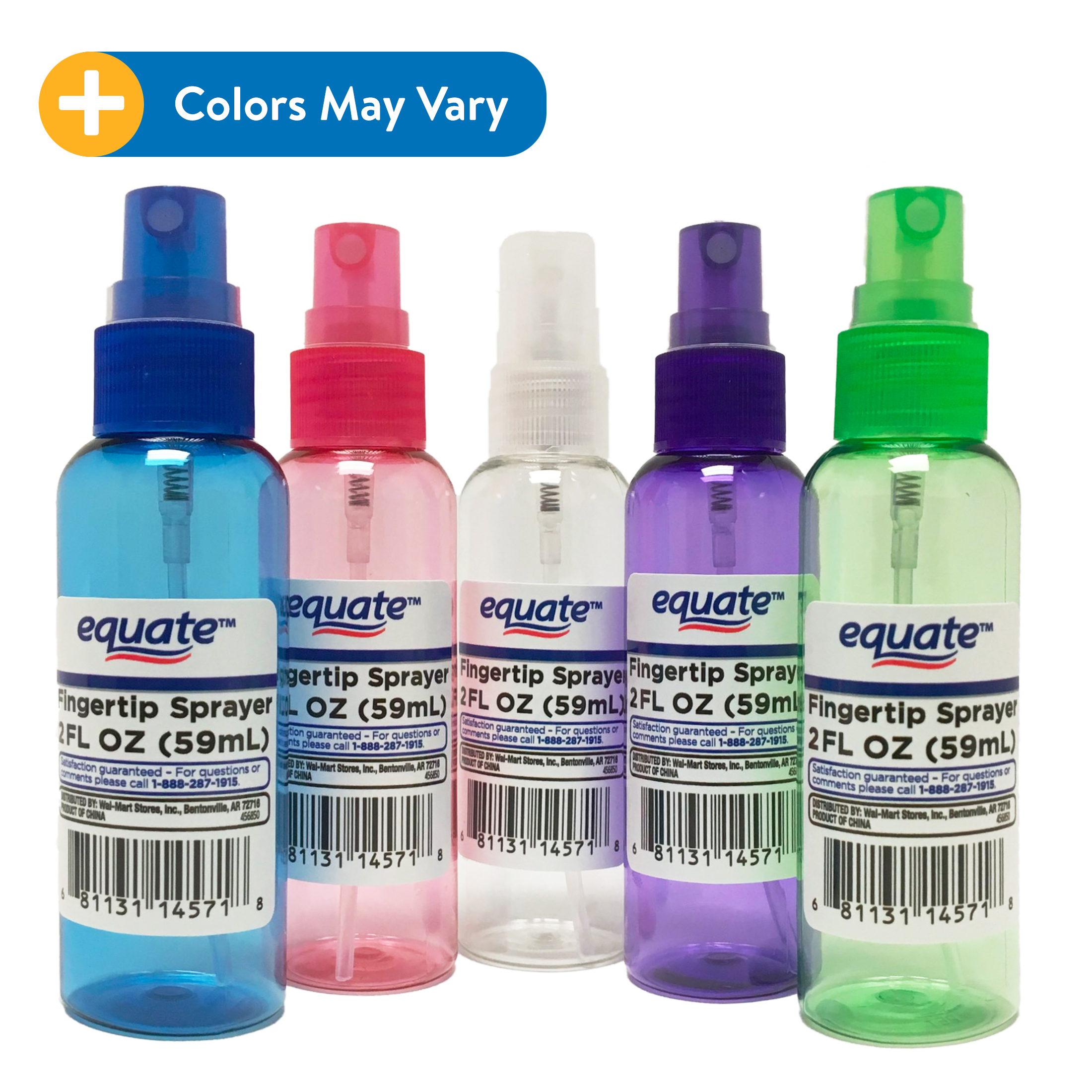 Equate Travel 2 fl oz Fingertip Plastic Sprayer, Various Colors 